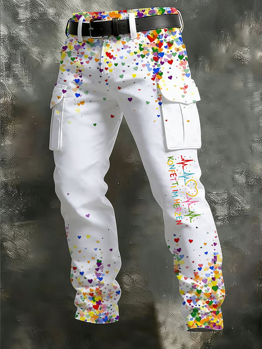 Herren Kölner Karneval Konfetti im Herzen Print Freizeit hosen