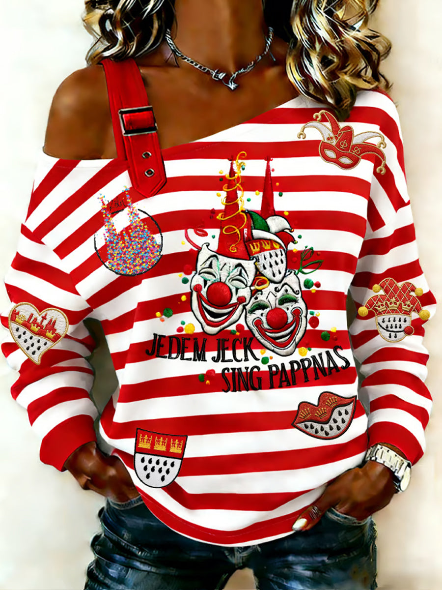 Kölner Karnevals druck für Frauen lässig schulter freies Top