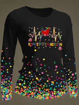 Frauen Kölner Karneval Konfetti im Herzen Print lässig Langarm T-Shirt