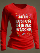 Frauen Köln Karneval Print Freizeit Waffel Langarm T-Shirt