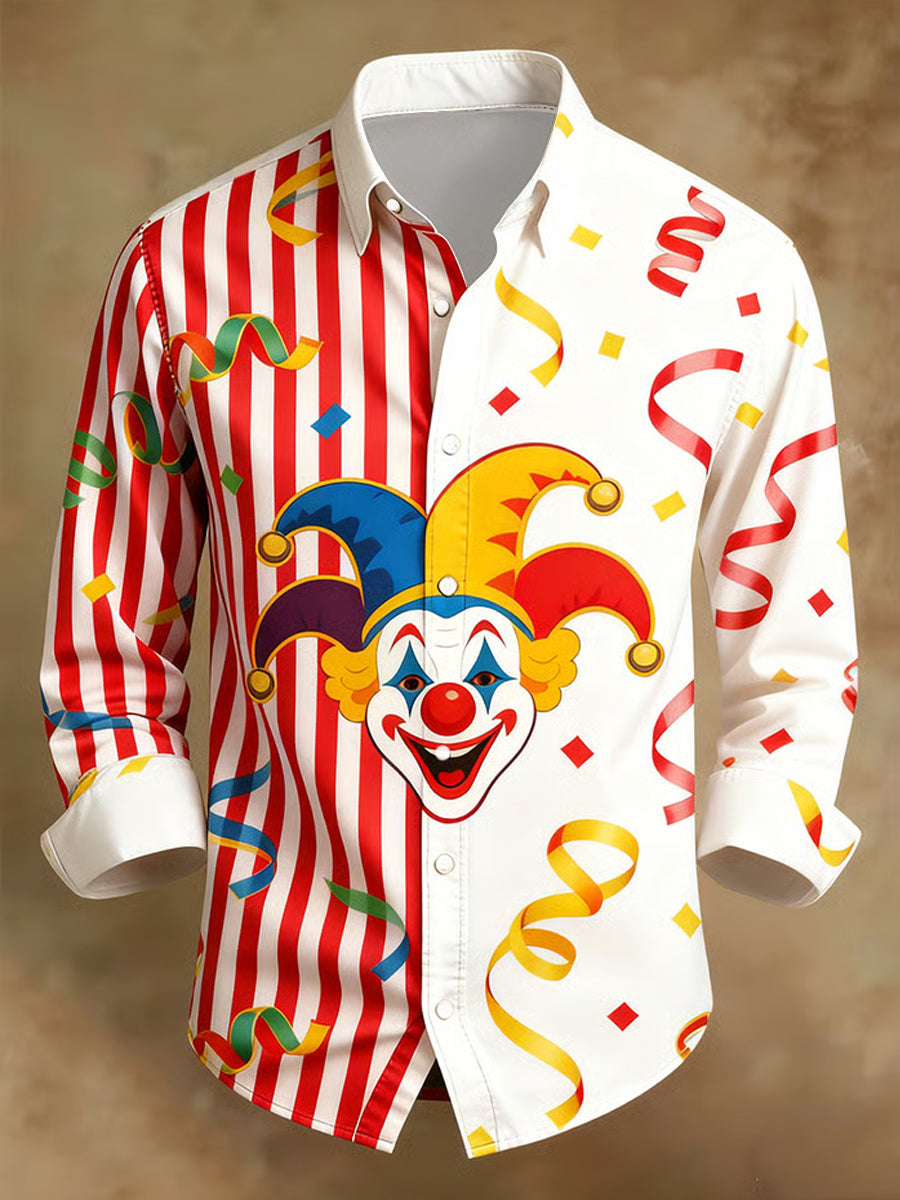 Cologne Carnival Clown Print Herren Lässiges Langarm-Shirt