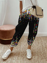 Damen Kölner Karneval Konfetti im Herzen Print Freizeit hosen