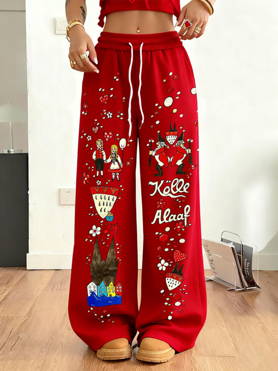 Damen Kölner Karnevals Bedruckte bequeme Hose