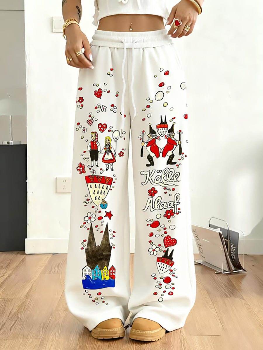 Damen Kölner Karnevals Bedruckte bequeme Hose