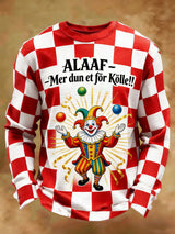 Herren-Clown-Clown-Print-Lässige Waffel-Langarm-T-Shirt