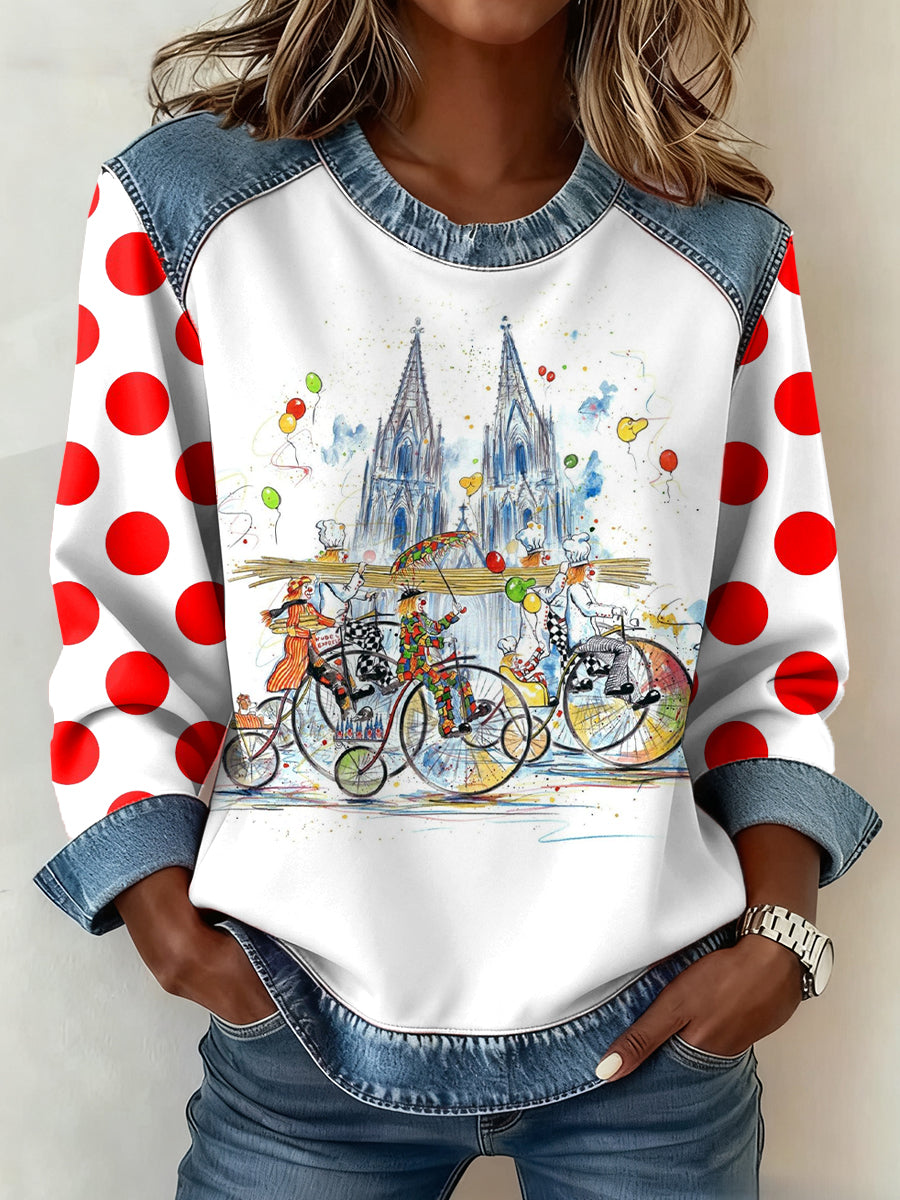 Frauen Deutschland Köln Karneval Muster Patchwork Kunst Sweatshirt