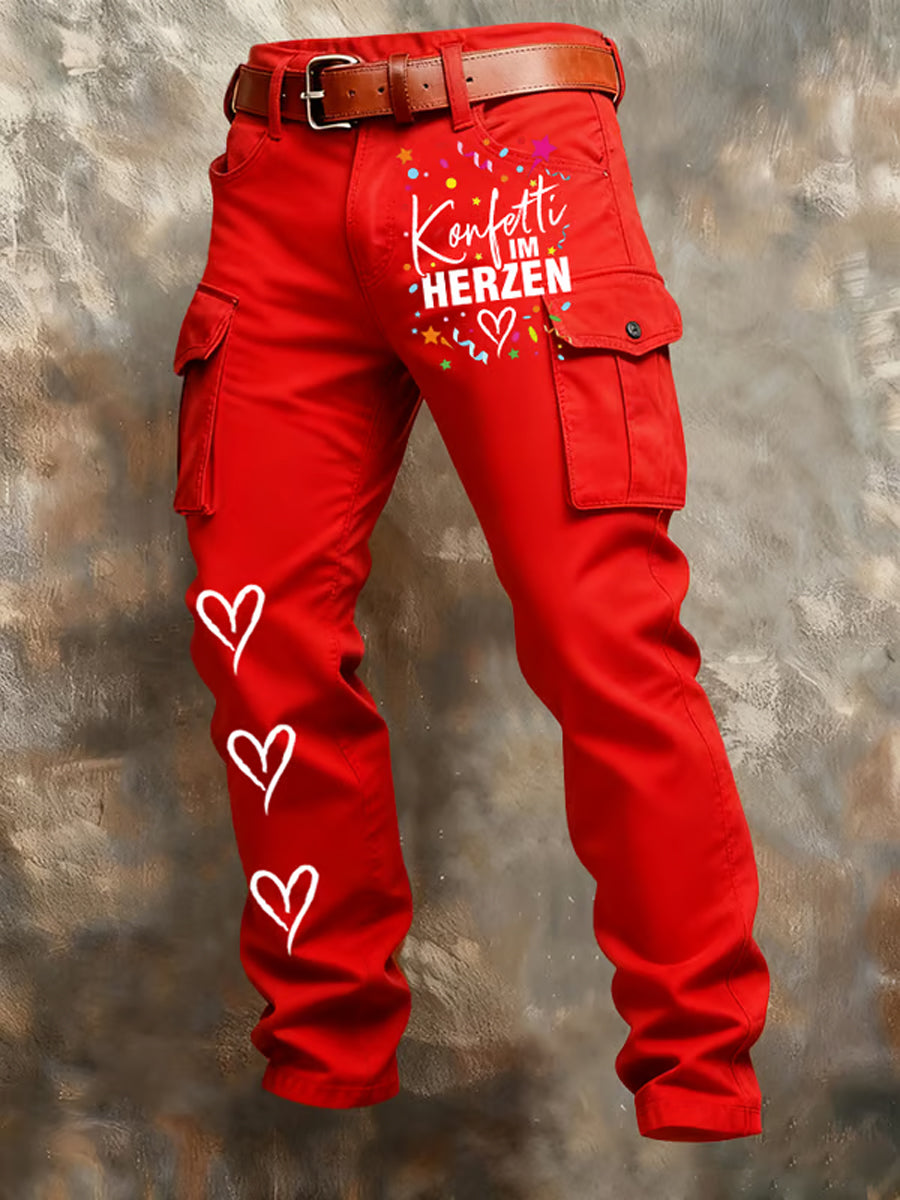 Herren Kölner Karneval Konfetti im Herzen Print Freizeit hosen