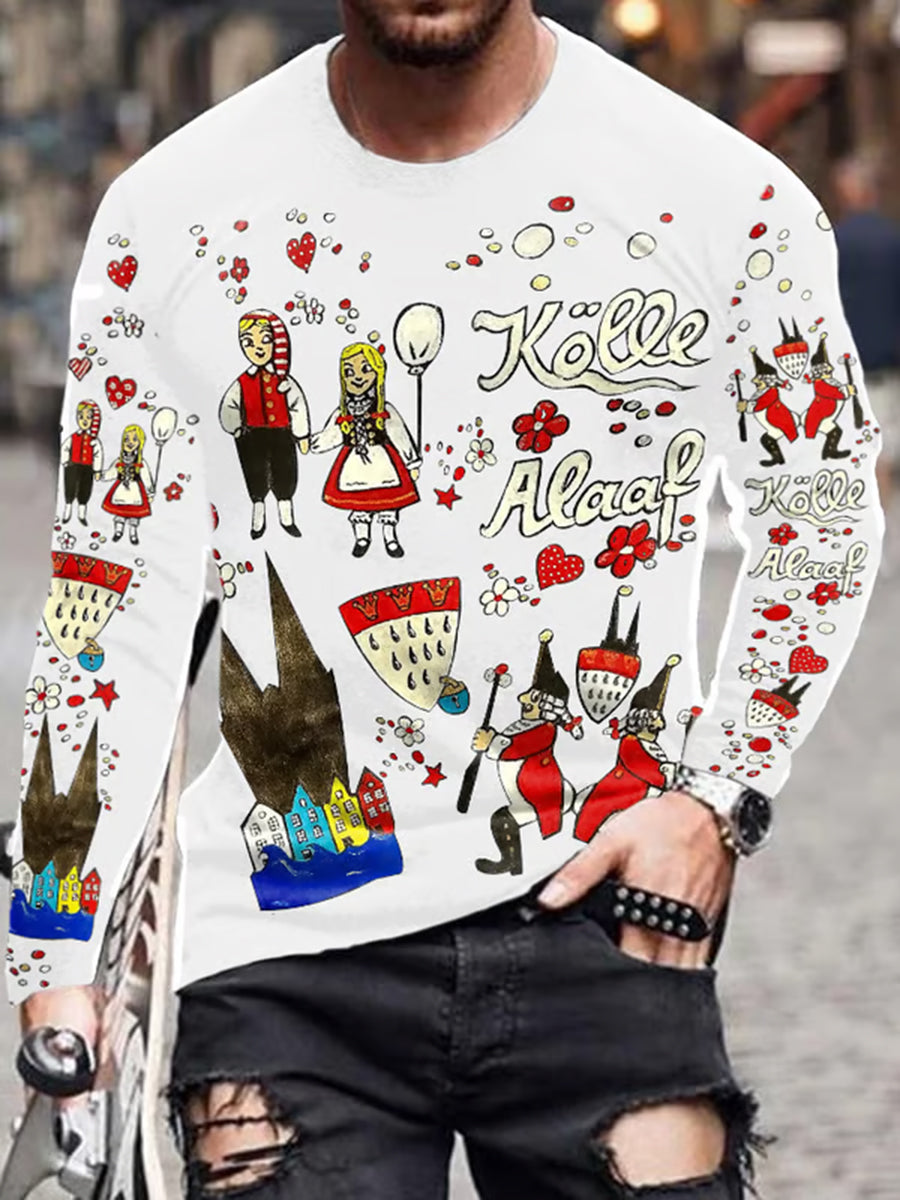 Langärmliges Rundhals-T-Shirt für Herren Kölner Karneval