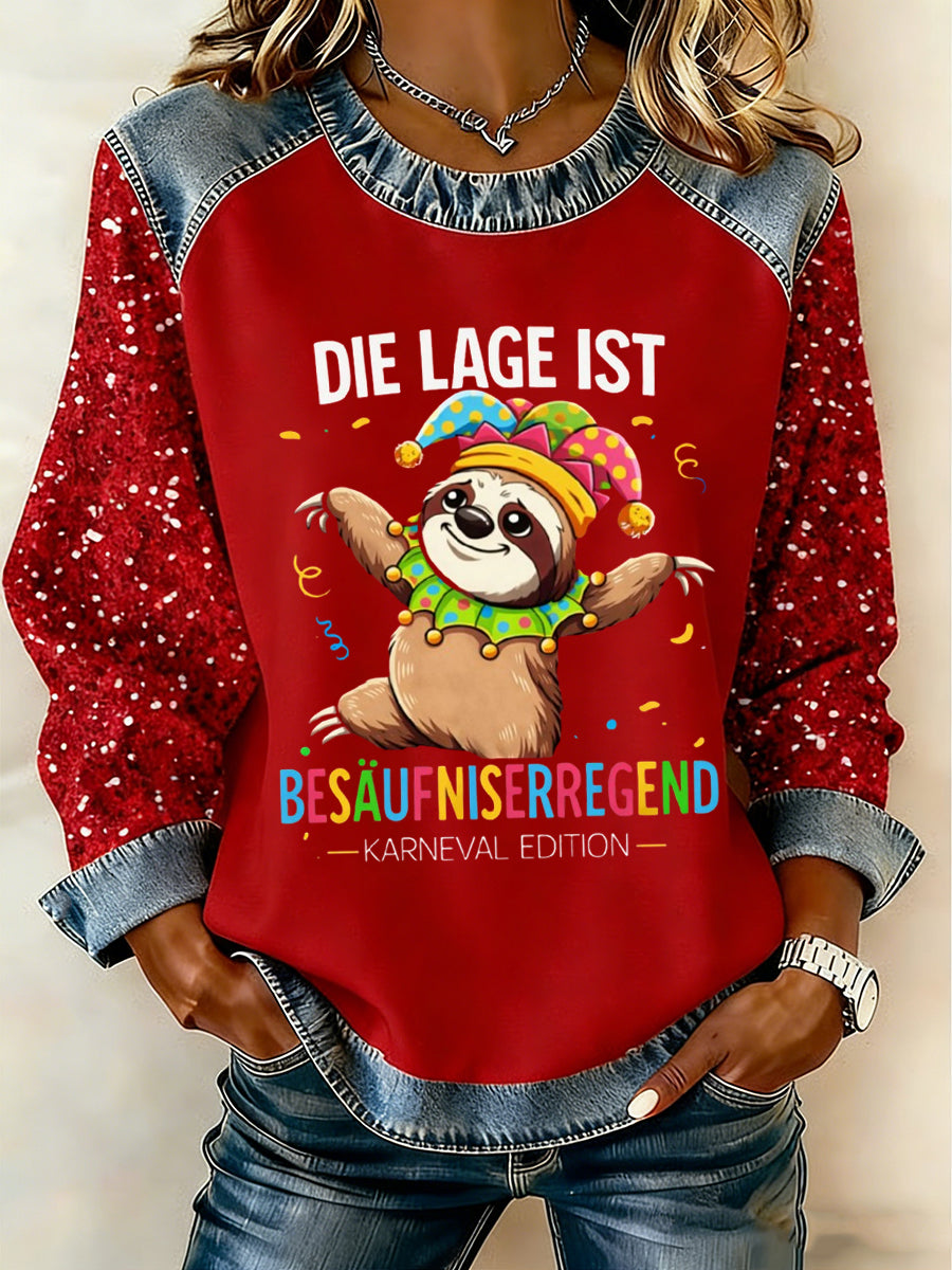 Frauen Kölner Karneval Print Patchwork Top