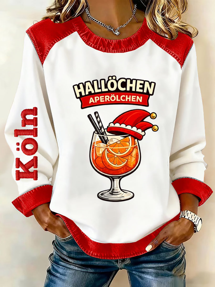 Frauen Kölner Karneval Print Patchwork Top