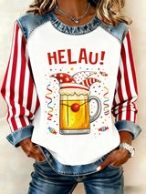 Frauen Kölner Karneval Print Patchwork Top