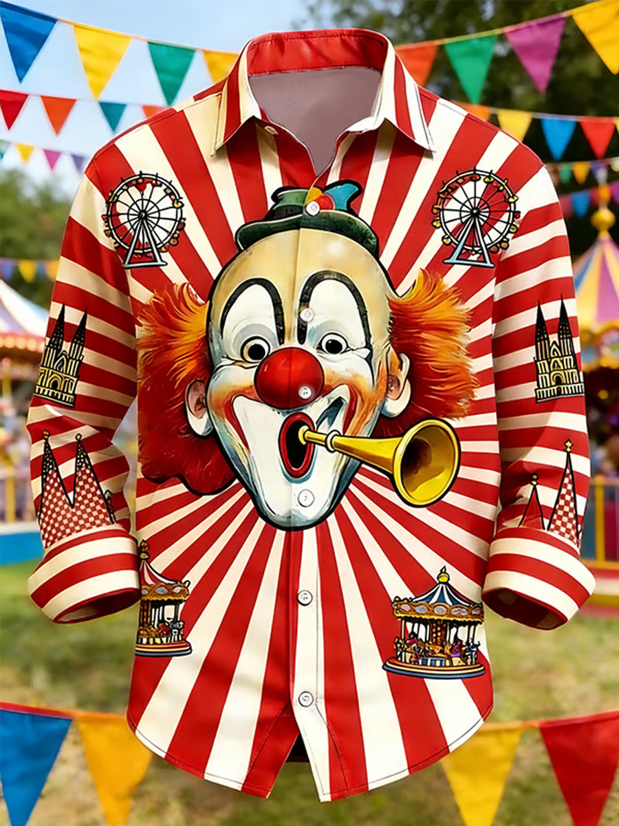 Cologne Carnival Clown Print Herren Lässiges Langarm-Shirt