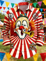 Cologne Carnival Clown Print Herren Lässiges Langarm-Shirt