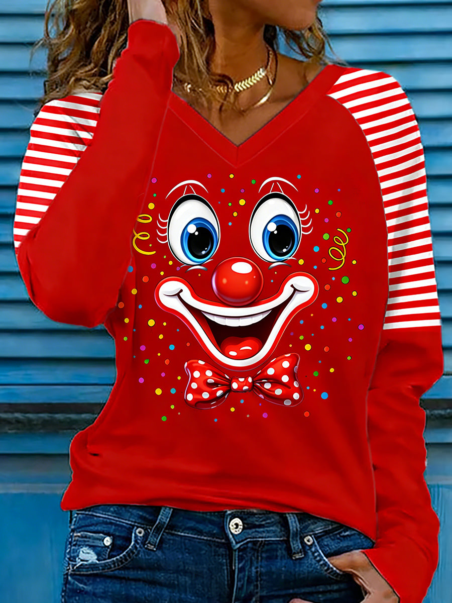 Damen Kölner Karnevals Print Lässiges Langarm-Shirt