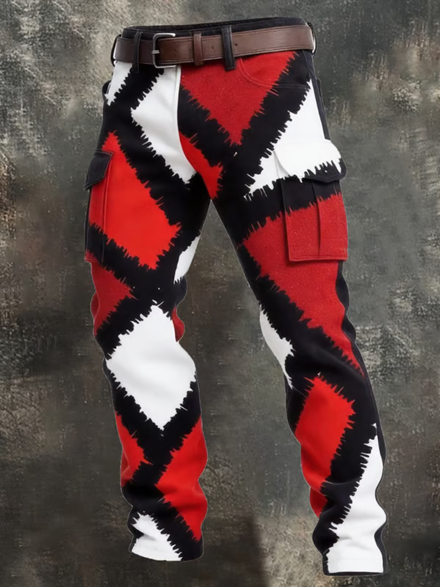 Herren Kölner Karnevals druck Retro Business Style Freizeit hose