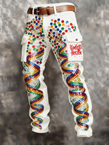 Herren Kölner Karnevals druck Retro Business Style Freizeit hose