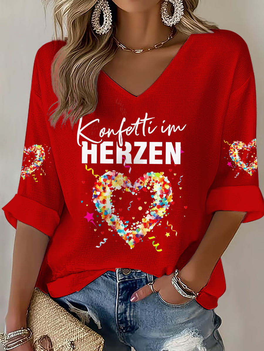 Damen Kölner Karnevals Print Waffel T-Shirt