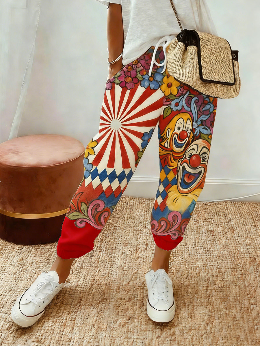 Frauen Kölner Karneval Clown Print Freizeit hosen