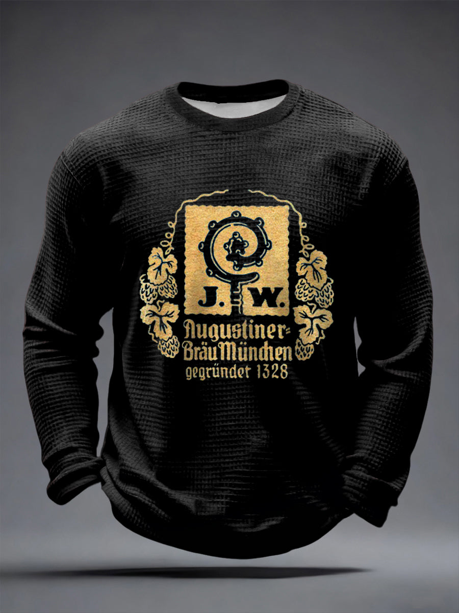 Herren-Bierliebhaber-Waffel-Longsleeve-T-Shirt