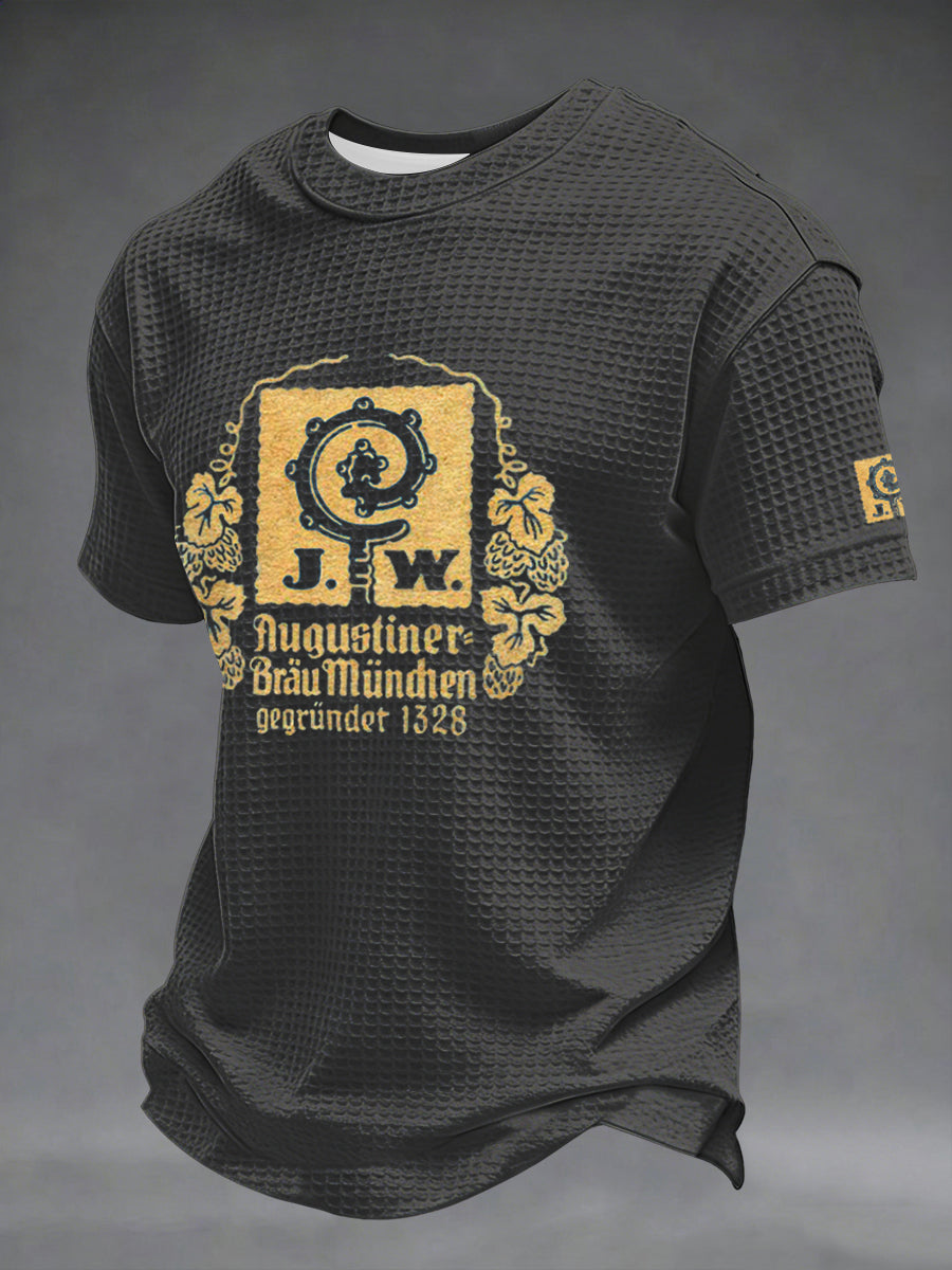 Herren-Bierliebhaber-Waffel-Shortsleeve-T-Shirt