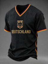 Herren-Fußball-T-Shirt aus Deutschland mit V-Ausschnitt und Aufdruck