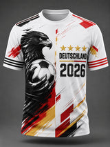 Herren-T-Shirt mit kurzem Ärmel und Fußballmotiv für deutsche Fans