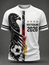 Herren-T-Shirt mit kurzem Ärmel und Fußballmotiv für deutsche Fans