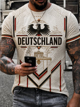 Herren-T-Shirt mit deutschem Fußballfan-Print und kurzen Ärmeln