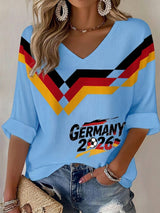 Damen-T-Shirt im Waffelstrick mit Fußballfan-Print von Deutschland