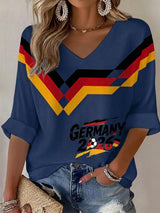Damen-T-Shirt im Waffelstrick mit Fußballfan-Print von Deutschland