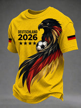 Herren-Waffelpiqué-T-Shirt mit deutschem Fußballfan-Print