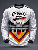 Herren-Fußballfan-Waffelpullover mit Aufdruck aus Deutschland