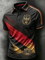 Herren-Fußball-Print-Poloshirt in Deutschland-Optik