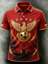 Herren-Fußball-Print-Poloshirt in Deutschland-Optik