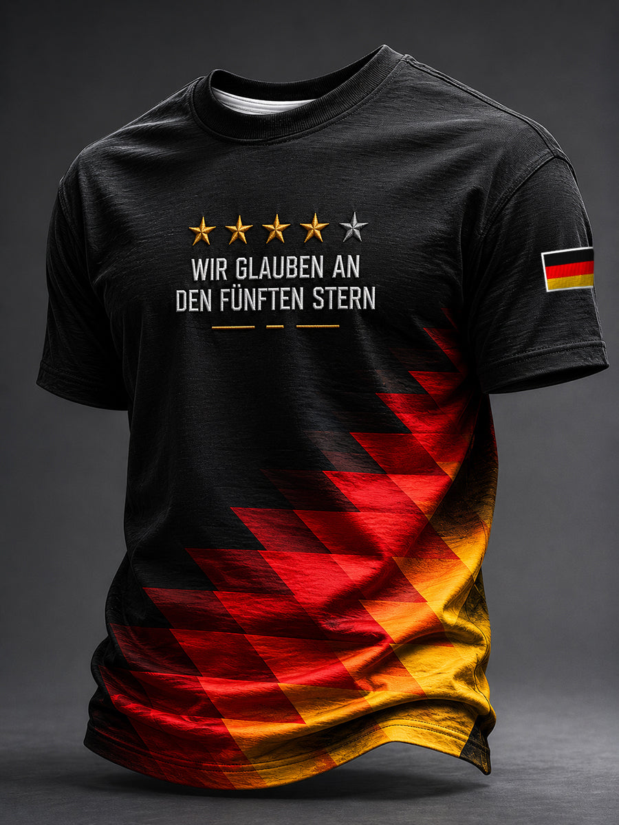 Herren-Fußballfan-T-Shirt aus Deutschland mit Aufdruck und kurzen Ärmeln