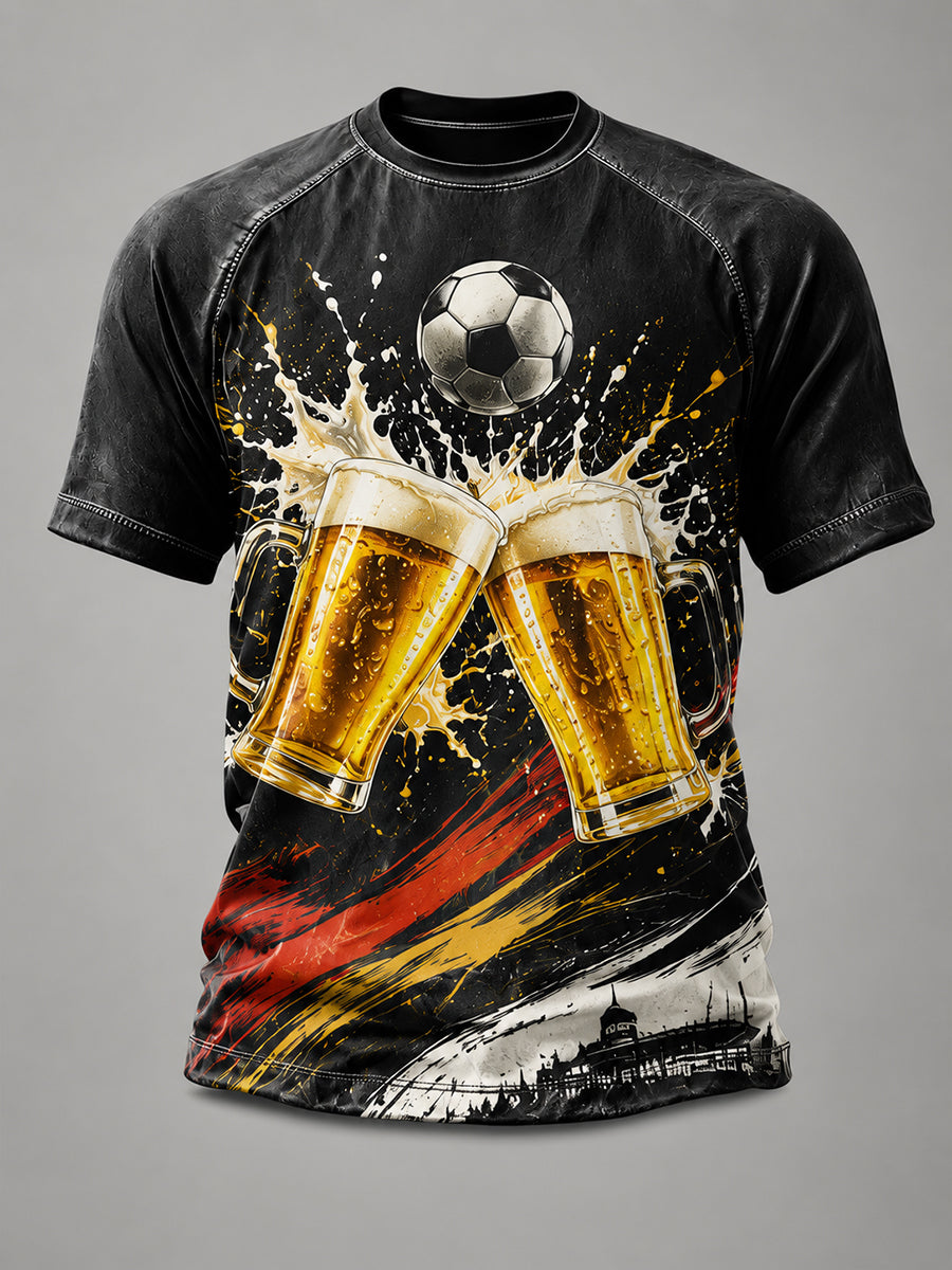 Herren-T-Shirt mit Grafik: Deutscher Fußball und Bier-Grüße