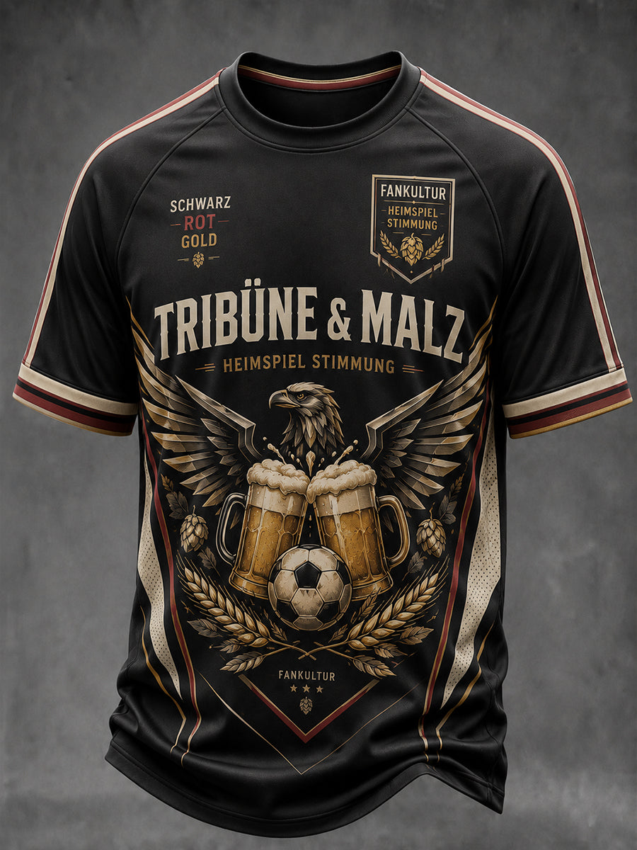Herren-T-Shirt mit Grafik: Deutscher Fußball und Bier-Grüße