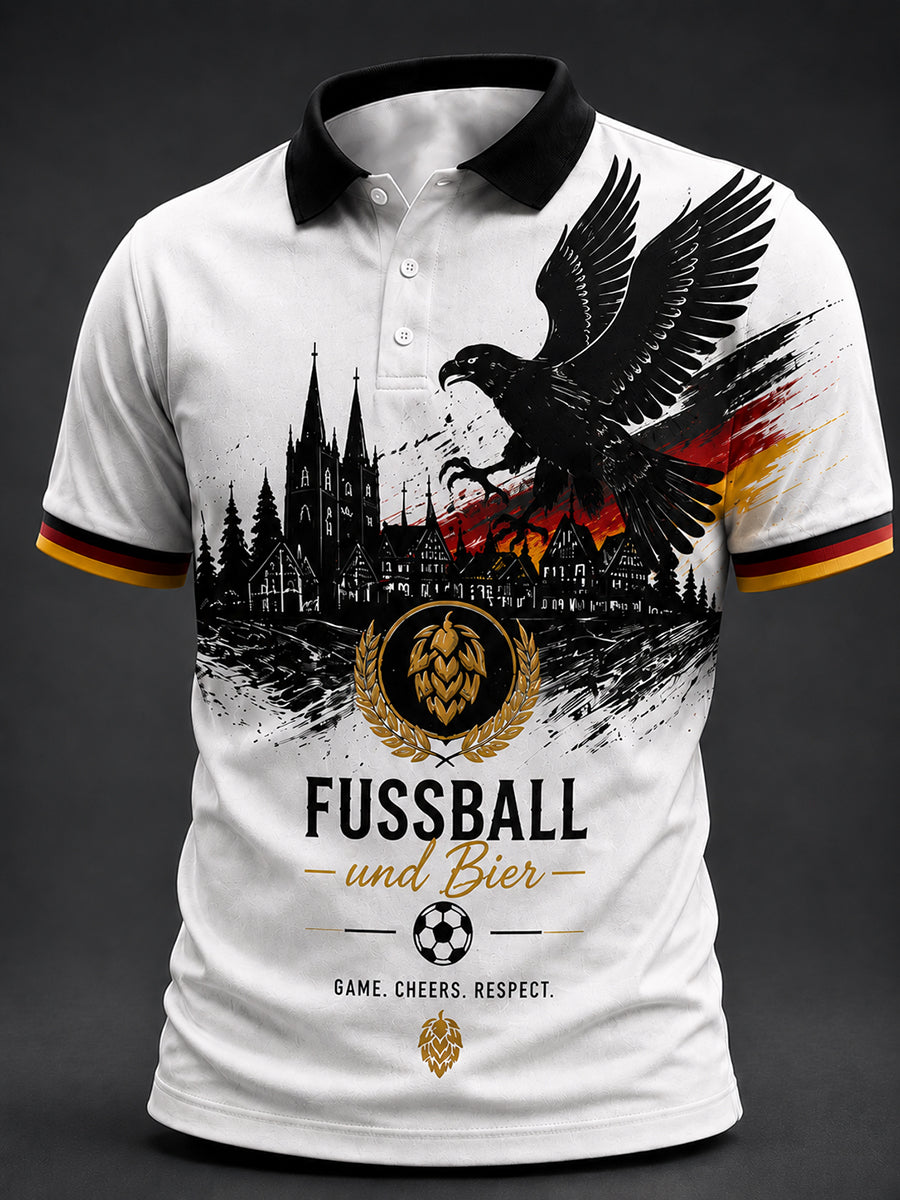 Herren-T-Shirt mit Grafik: Deutscher Fußball und Bier-Grüße