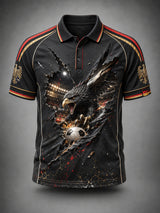 Herren-Fußball-Print-Poloshirt in Deutschland-Optik