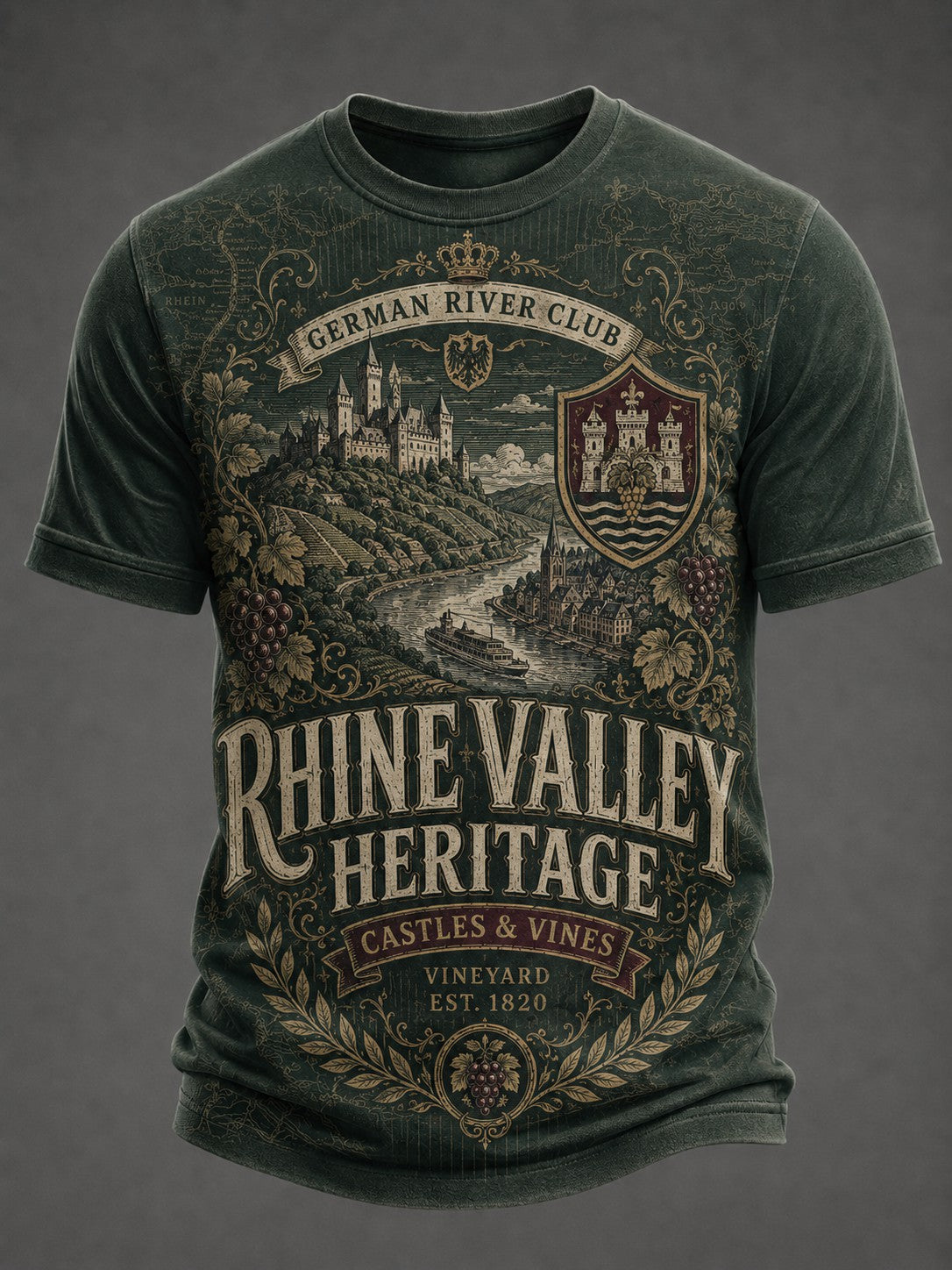 Herren-T-Shirt mit Druckmotiv Rheintal, Deutschland