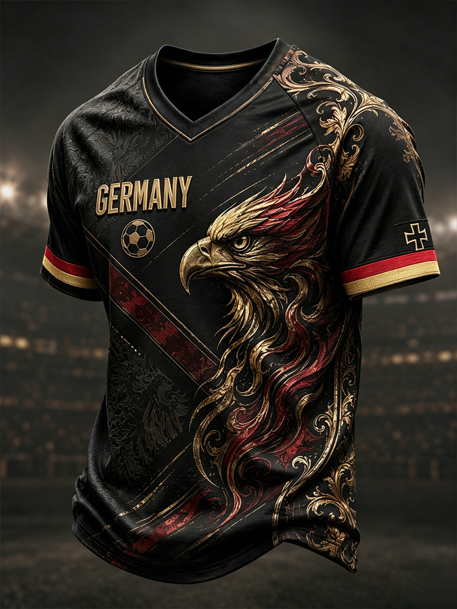 Herren-Fußball-V-Neck-T-Shirt aus Deutschland