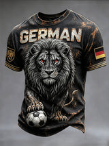 Herren-T-Shirt im Retro-Löwen-Design, lässig, deutscher Fußball