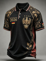 Herren-Fußballkunstdruck-Poloshirt in Deutschland-Optik
