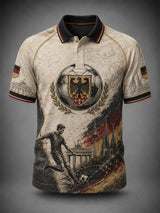 Herren-Fußballkunstdruck-Poloshirt in Deutschland-Optik