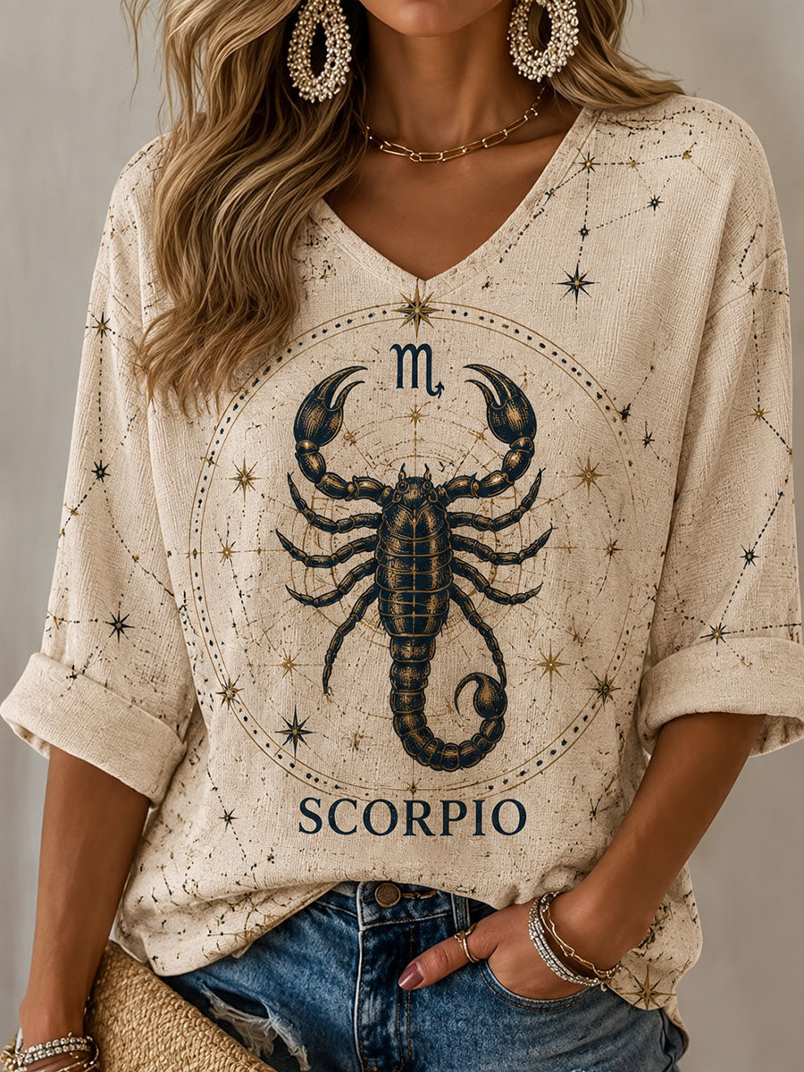 Frauen Skorpion Horoskop-Thema Retro-Stil lässig T-Shirt