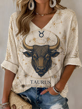 Frauen Taurus Horoskop-Themen-Retro-Stil Casual T-Shirt
