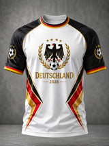 Herren-Deutschland-Fußballfan-Print-Lässiges Kurzarm-T-Shirt