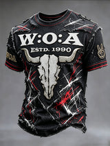 Herren-Vintage-Patchwork-T-Shirt im Wacken-Open-Air-Design, lässig