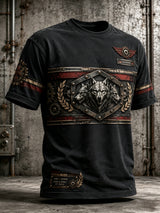 Herren-T-Shirt mit industrieller Wolf-Art-Print-Grafik im deutschen Stil