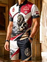 Herren-Österreich-Fußballspiel-Jubel-Fan-Element-Kunstdruck-Polo-Anzug
